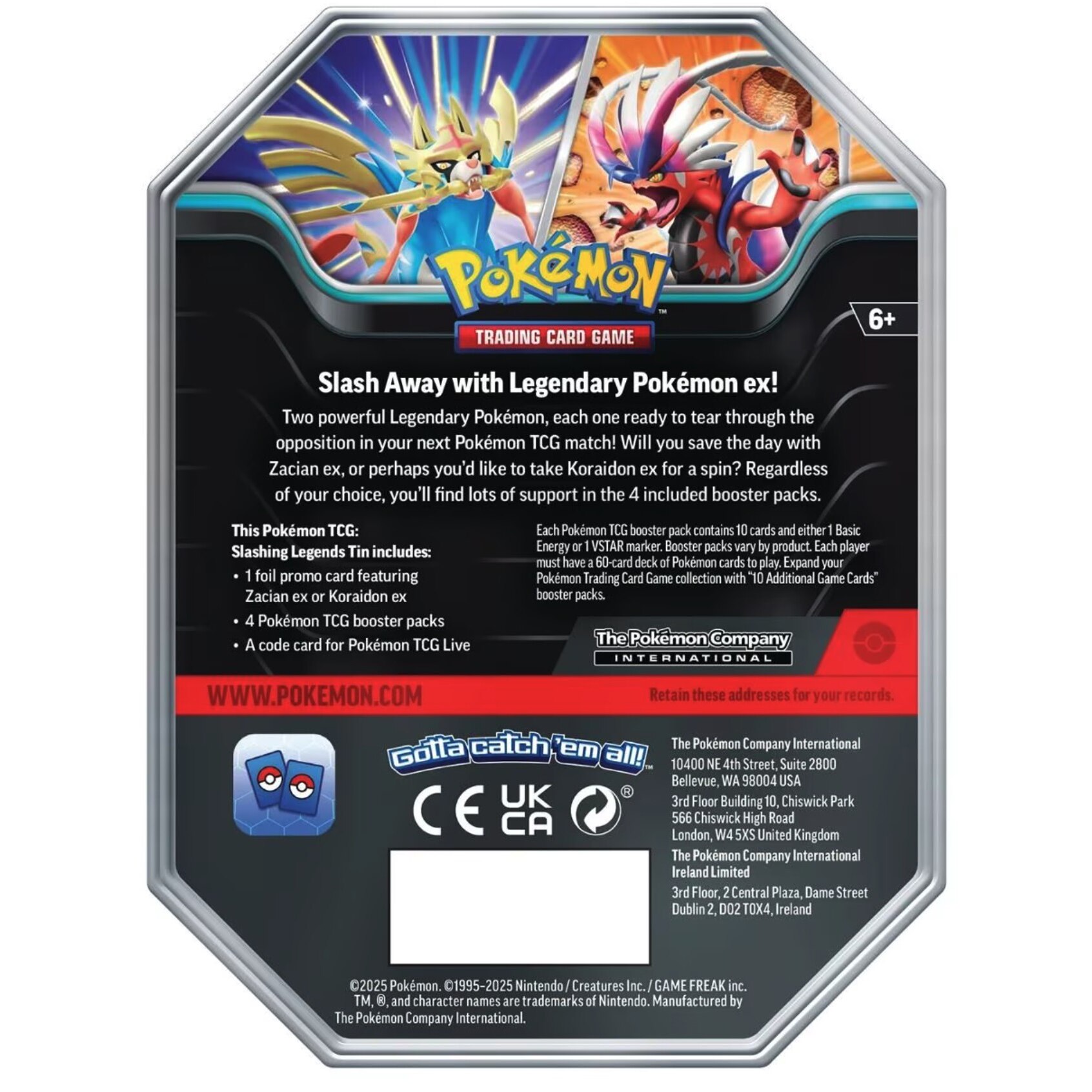 Set cartonase Pokemon TCG: Slashing Legends Tin, Koraidon ex