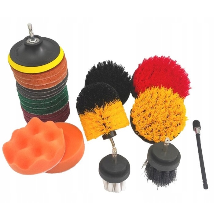 Set de 22 de Perii si Buretii pentru Bormasina, AB HOMES, Curatare Universala pentru Auto, Chit, Gresie, Faianta, Chiuvete, Cada, Baie, Bucatarie, Covor, Nu Zgarie Armaturile, Multicolor