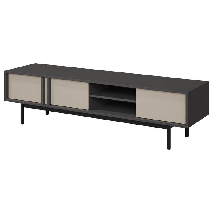 Comoda TV Wektus 3D WK09, MIRJAN 24, antracit / bej deschis, 43x43x163 cm