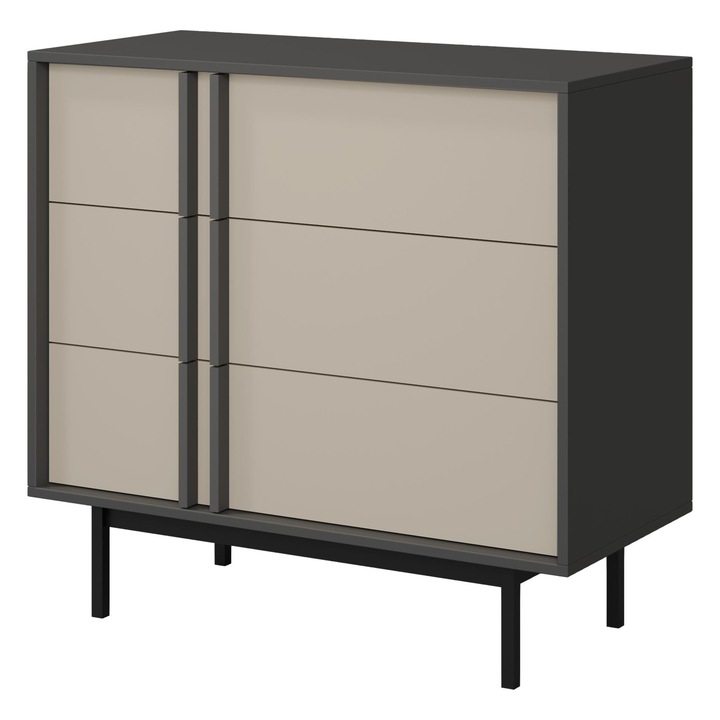 Comoda cu sertare Wektus 3S WK08, MIRJAN 24, antracit / bej deschis, 87x43x93 cm