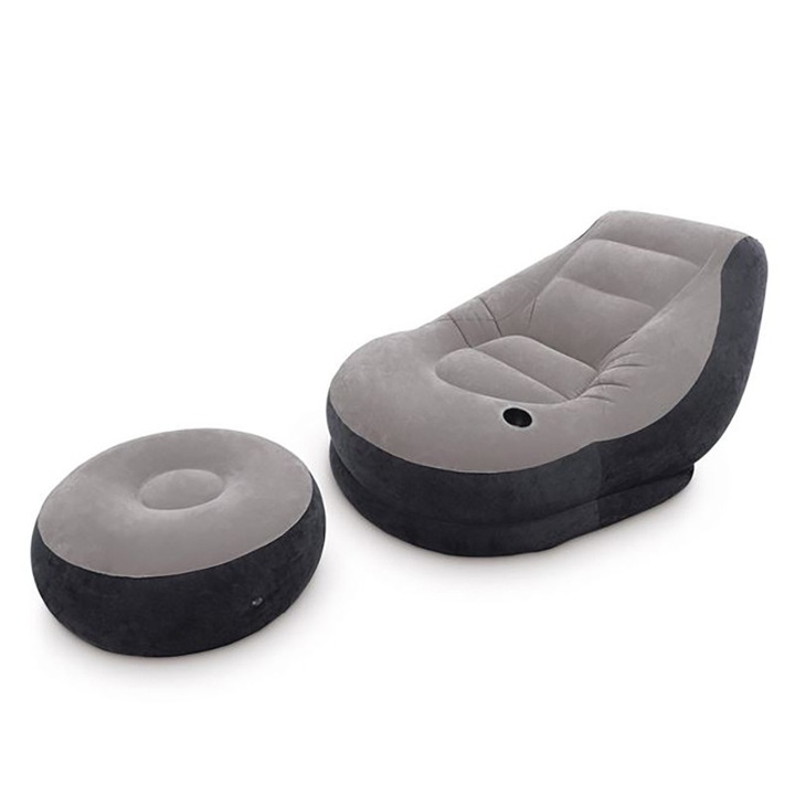 Надуваем фотьойл Intex, Air Furniture, 2 в 1, До 100 кг, 99 х 130 х 76 см, Сив/Черен