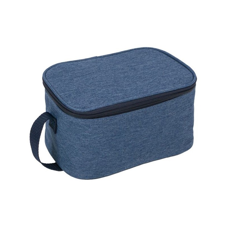 Термо чанта, 7 л, Цип, Плат, 25х18х16см, Син/Сив