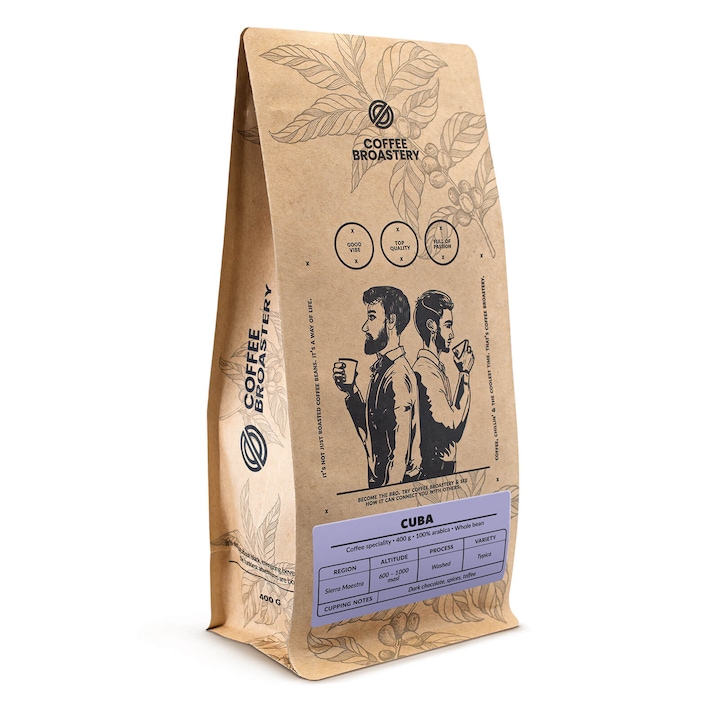 Кафе на зърна, Coffee Broastery Cuba Sierra Maestra Speciality, Прясно изпечено, Арабика, Ниска киселинност, 400 г