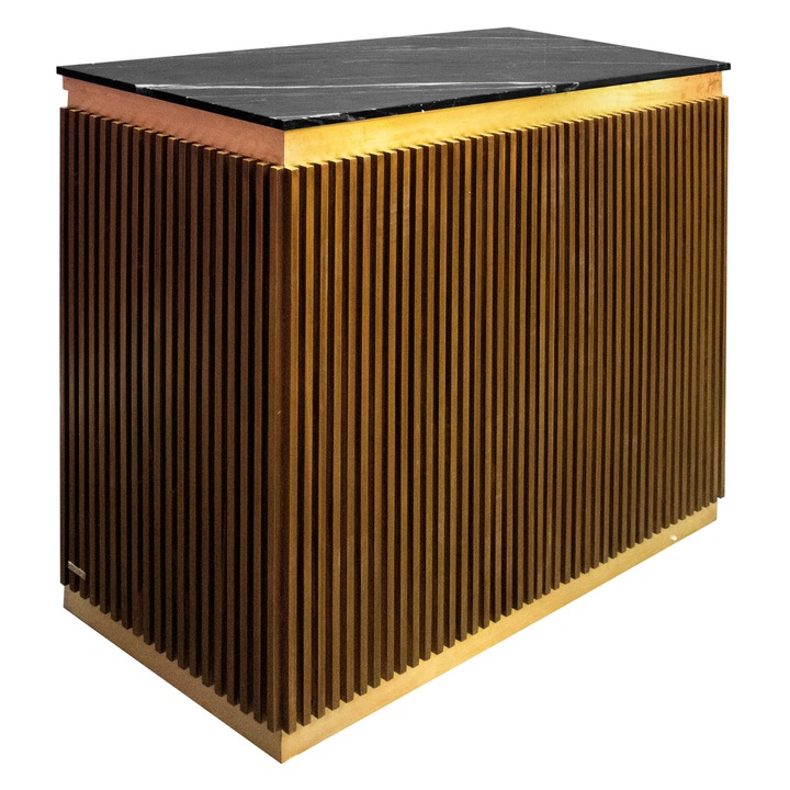 Bar din lemn auriu cu blat din piatra neagra, Z-Home