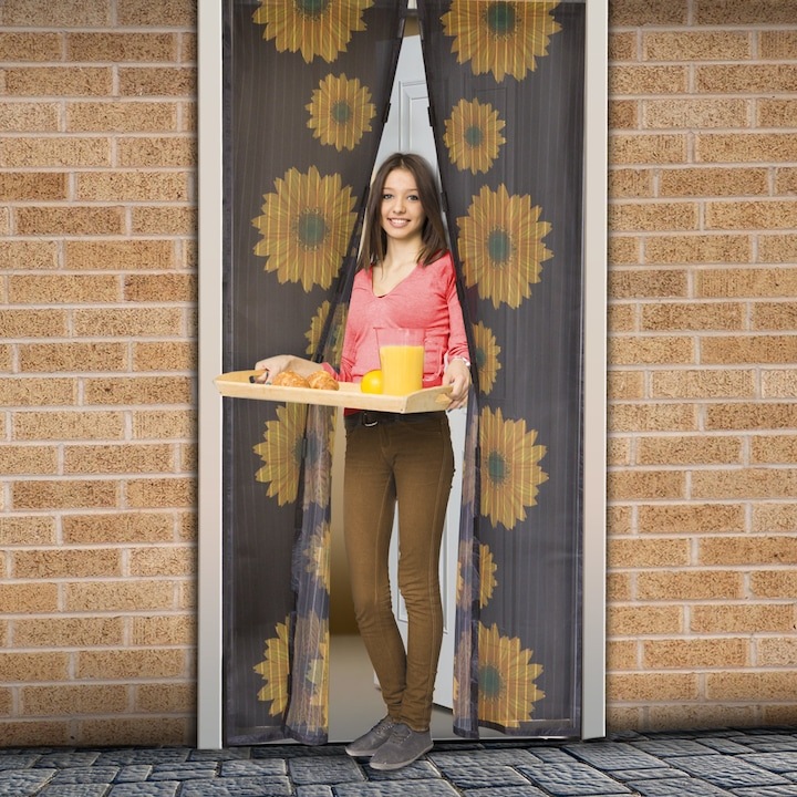 Plasa Anti-Tantari si Insecte EMATTERIO®, Inchidere Magnetica Automata, 100x210 cm, Compatibila cu Usi Clasice, Glisante sau de Balcon, Montaj Rapid, Model Flori