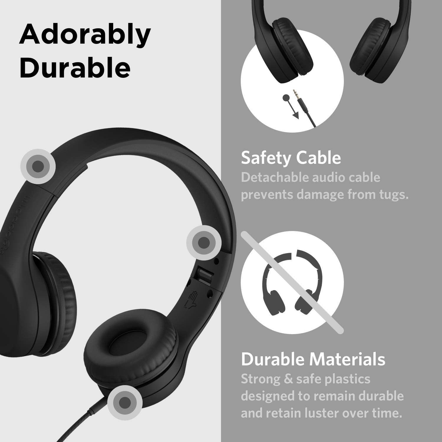 Casti on-ear pentru copii LilGadgets connect+ ® cu microfon si control volum, design pliabil, compatibilitate universala, tehnologie shareport, captuseala moale, limitare volum 93 db