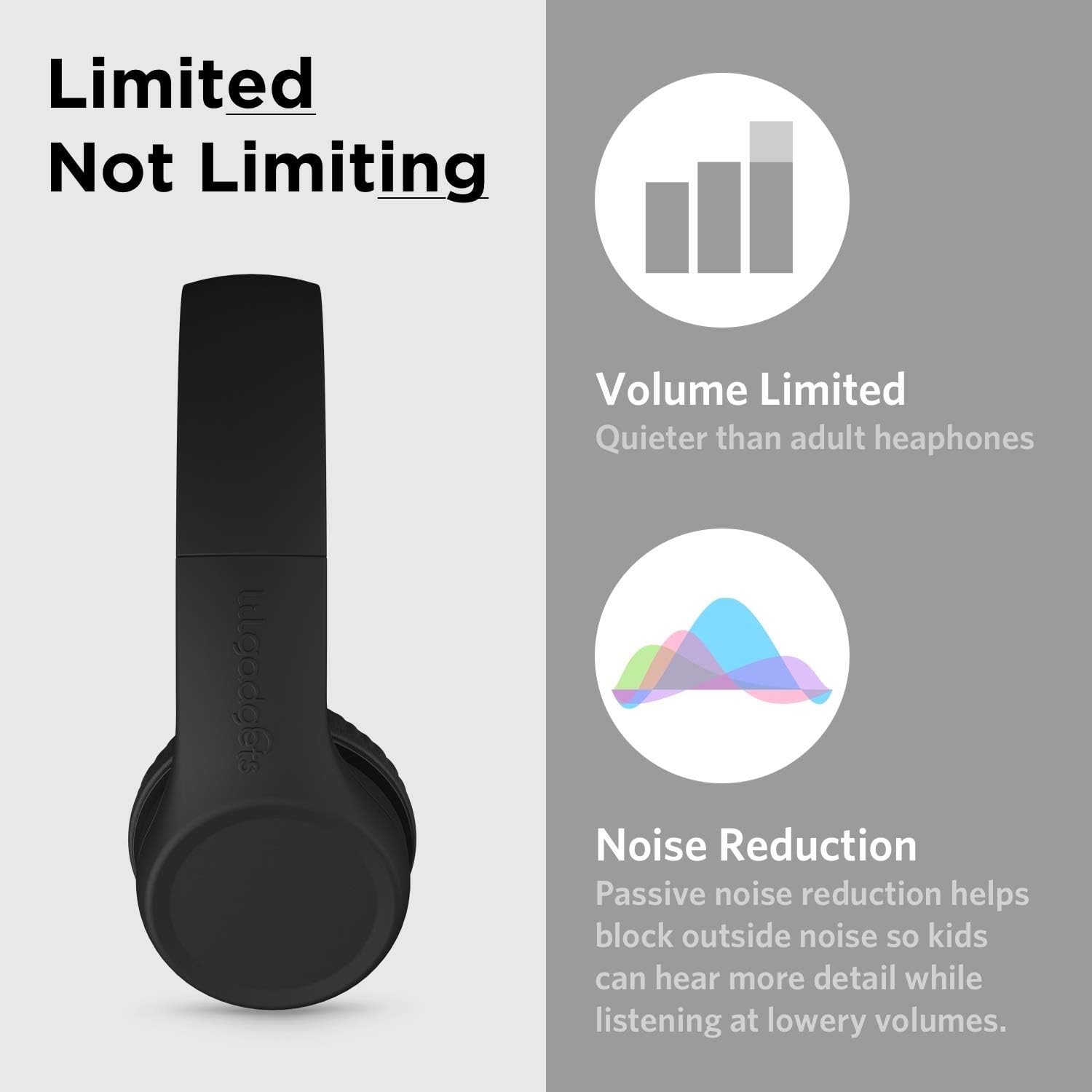 Casti on-ear pentru copii LilGadgets connect+ ® cu microfon si control volum, design pliabil, compatibilitate universala, tehnologie shareport, captuseala moale, limitare volum 93 db
