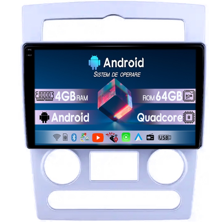 Navigatie dedicata Rohens Coupe 2004-2006, 4GB RAM 64GB ROM, Octacore, Display 9" QLED 1K, Carplay, Android 14, Bluetooth, Magazin Play, Suport Camere AHD