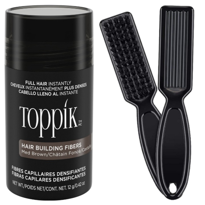 Fibre pentru Par Rar TOPPIK, Pudra, Perie Aplicare Pudra, Saten Mediu, 12g