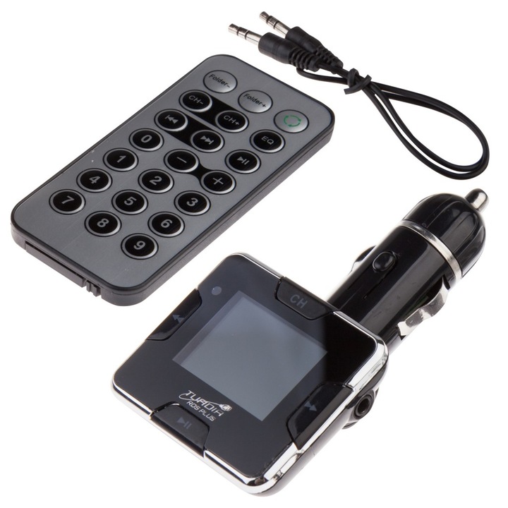 Modulator FM Tuadia RDS Plus , functie MP3 player , ecran LCD, slot SDHC, USB, Telecomanda, Line-in