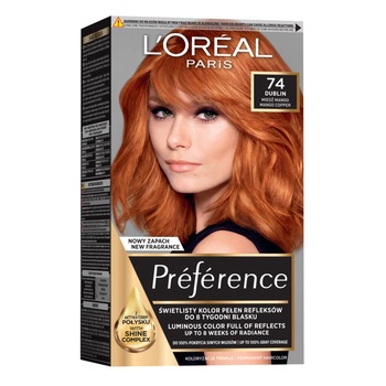 Vopsea de par permanenta cu amoniac L'Oreal Paris Preference 7.4 Mango, 174 ml Vopsea de par permanenta cu amoniac L'Oreal Paris Preference 7.4 Mango, 174 ml