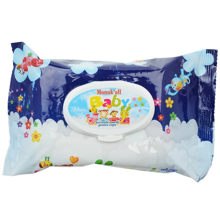 Monuk All Baby Blue Nedves törlőkendő, 72db