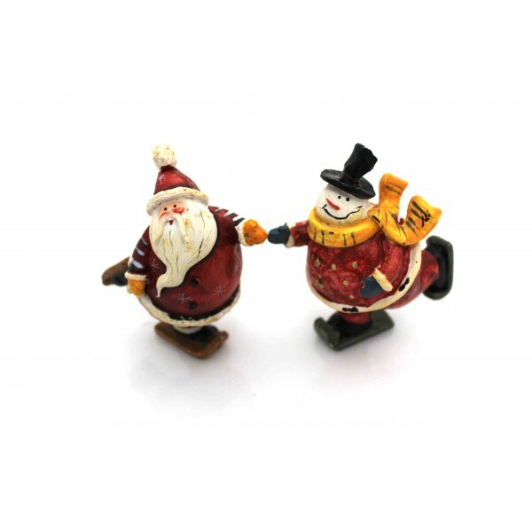 Set 2 bibelouri AndrewKai Home, Om de Zapada si Mos Craciun, 8 x 5 cm