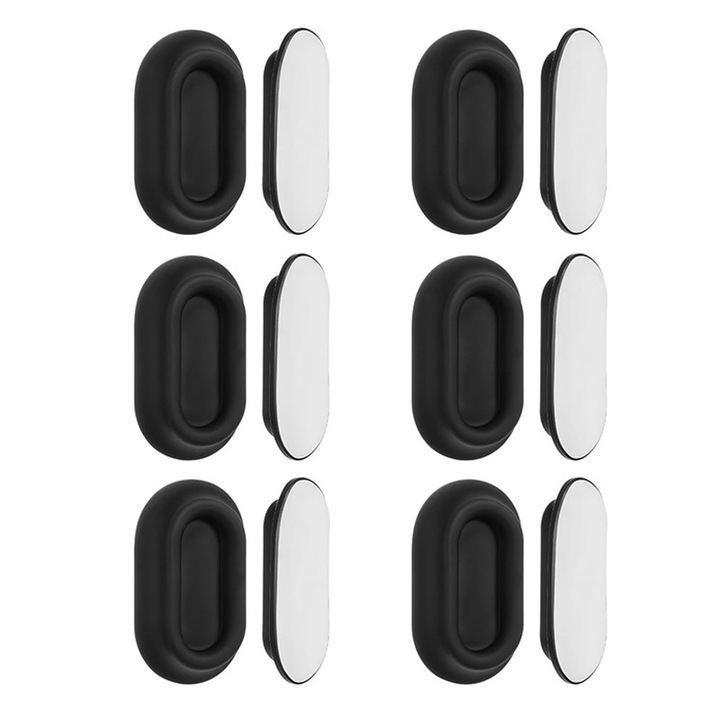 Set de 6 suporturi magnetice pentru telecomenzi, Rqiurpn, autoadezive, montare pe perete, organizare pentru telecomenzi TV, Ventilatoare si aer conditionat, Negru