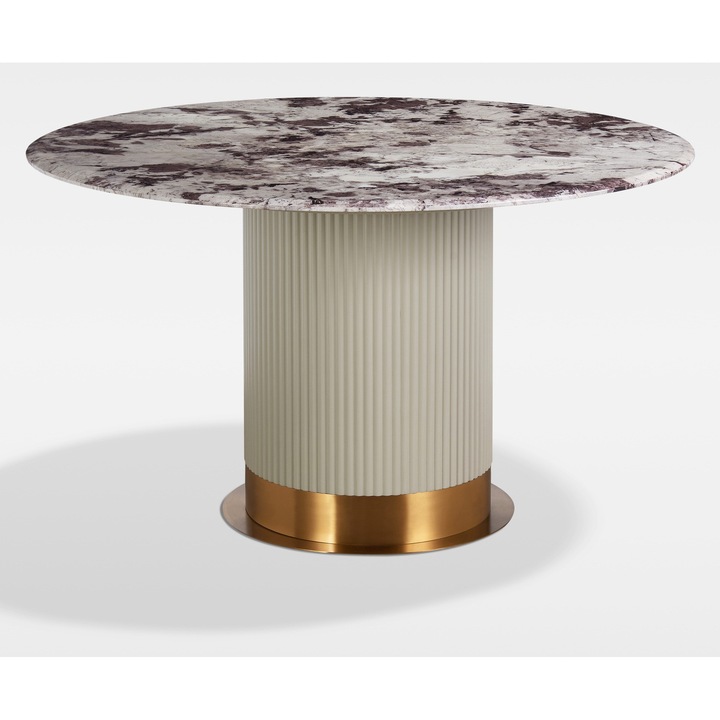 Маса Art-Futuro, мрамор, дърво със златисти детайли, многоцветна, 135x135x76см