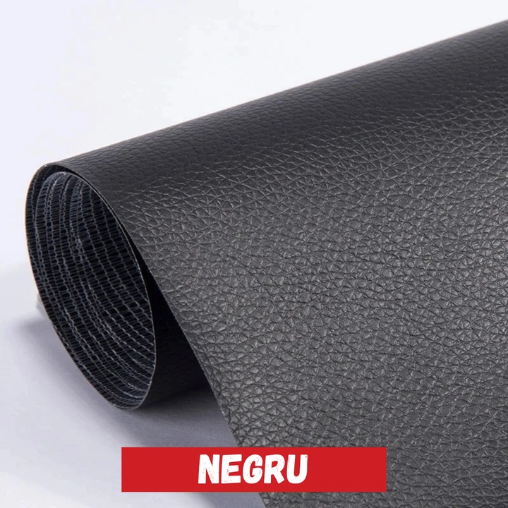 Rola Piele Ecologica Autoadeziva pentru Reconditionat si Retapitat Articole din Piele, Canapea, Fotolii, Interior Auto, 45 x 300 cm, EFYX , Negru