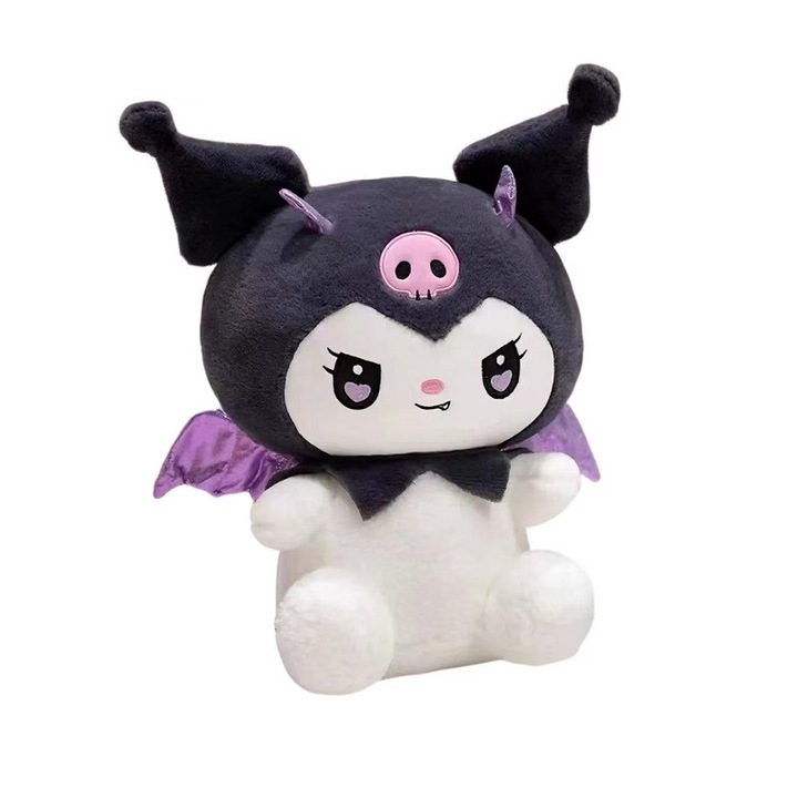 Колекционерска играчка Kuromi Sanrio, AjieQaQ, 20 см, Хипоалергенен пухкав материал, Подарък за деца/фенове на аниме, Герой Hello Kitty, Емоционална терапия, Очарователен дизайн с реалистични детайли, бял/сив/лилав цвят