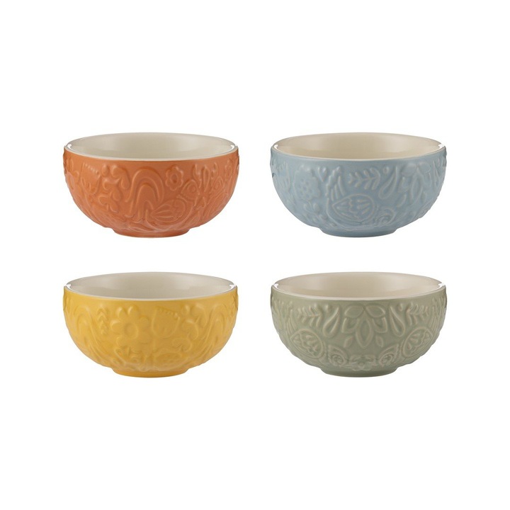 Set 4 boluri, Home to Roost, 0,2l, ceramica, 10x5cm, multicolor