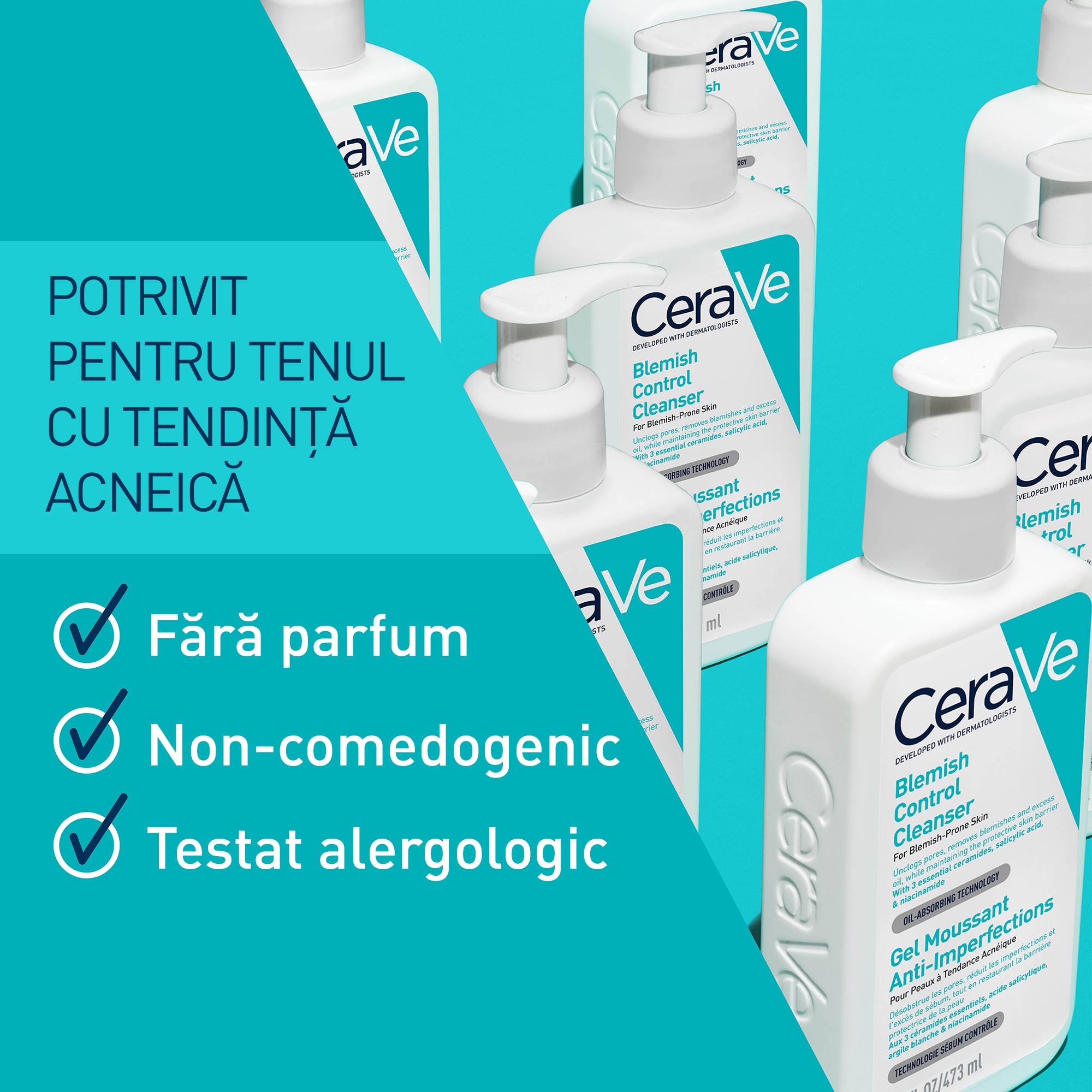 Gel de Curatare Spumant CeraVe Anti-Imperfectiuni, ten cu tendinta
