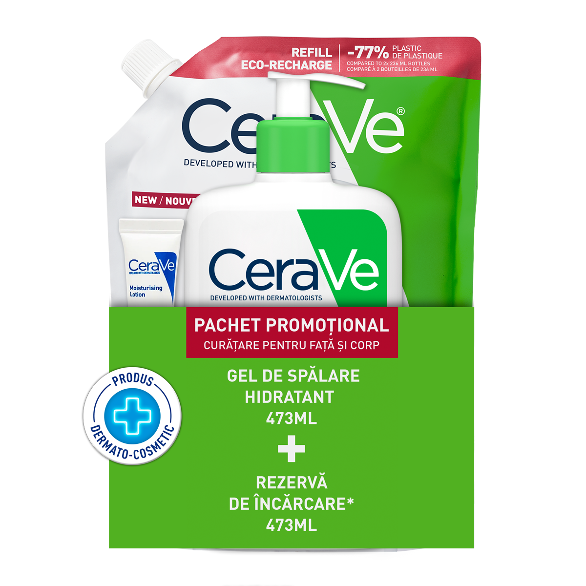 Pachet CeraVe: Rezerva Gel de Spalare Hidratant 473 ml, 1 x Gel de ...