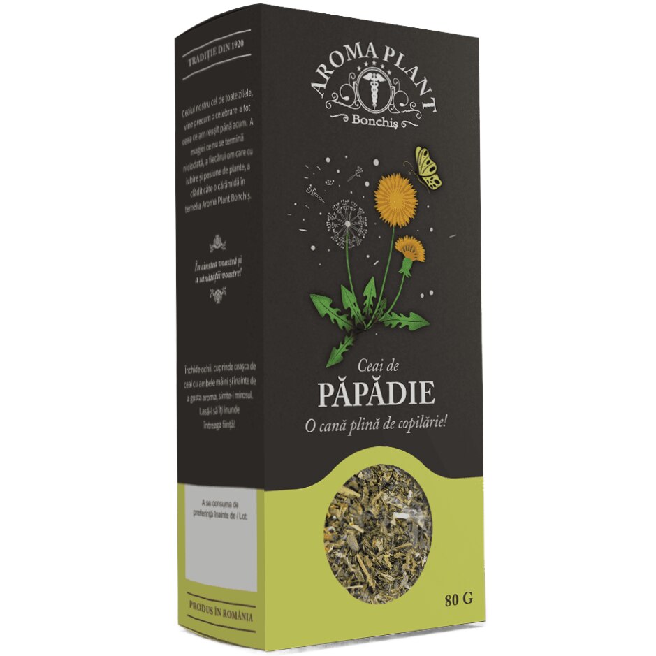 Ceai de Papadie (Taraxacum officinale), 100% natural, fara aditivi sau  pesticide, Bonchis, 80g, Aroma Plant - eMAG.ro