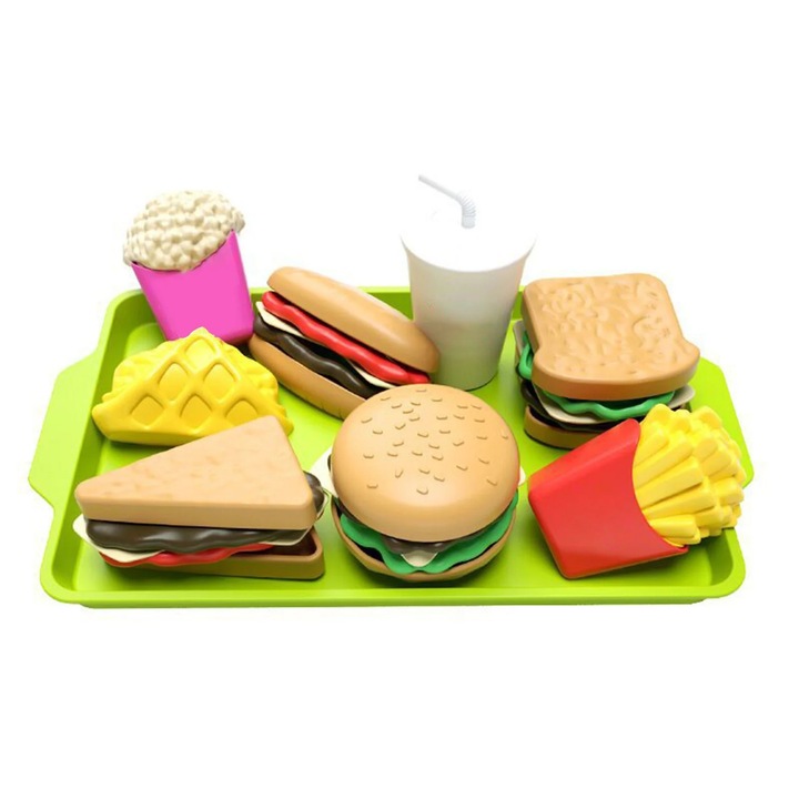 Set jucarii mancare pentru copii, 9 piese, colorat, 17x10cm