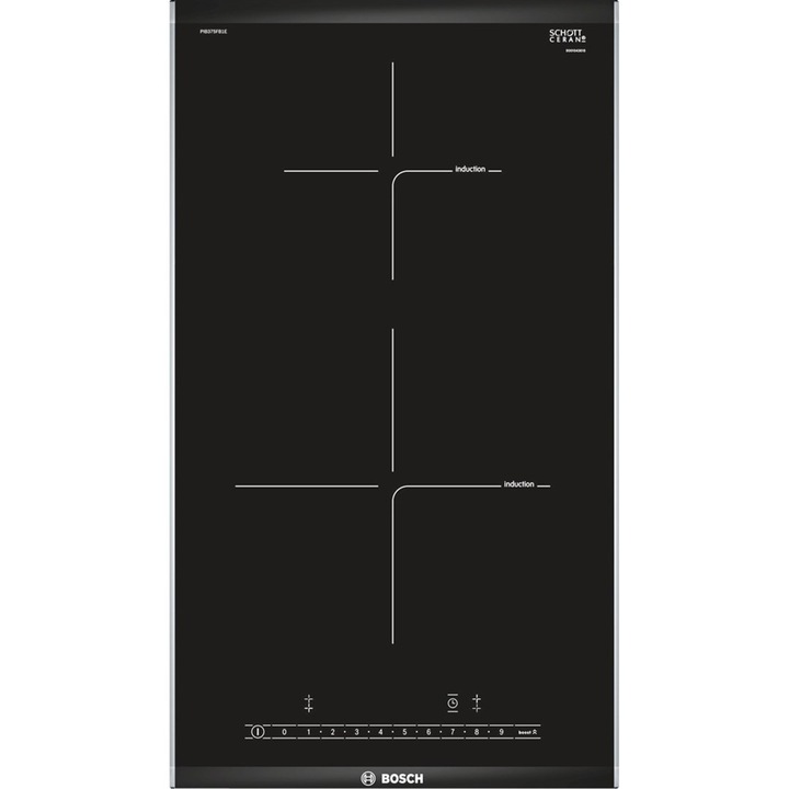 Bosch PIB375FB1E indukciós főzőlap, Domino 30 cm, 2 zóna, DirectSelect, PowerBoost, fekete