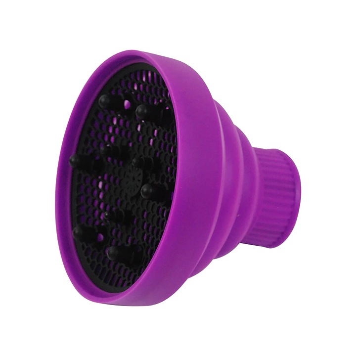 Difuzor pentru uscator de par YANYXR BCS3249409, pliabil din silicon, pentru duza O 4–4.5 cm, mov, O 6 cm