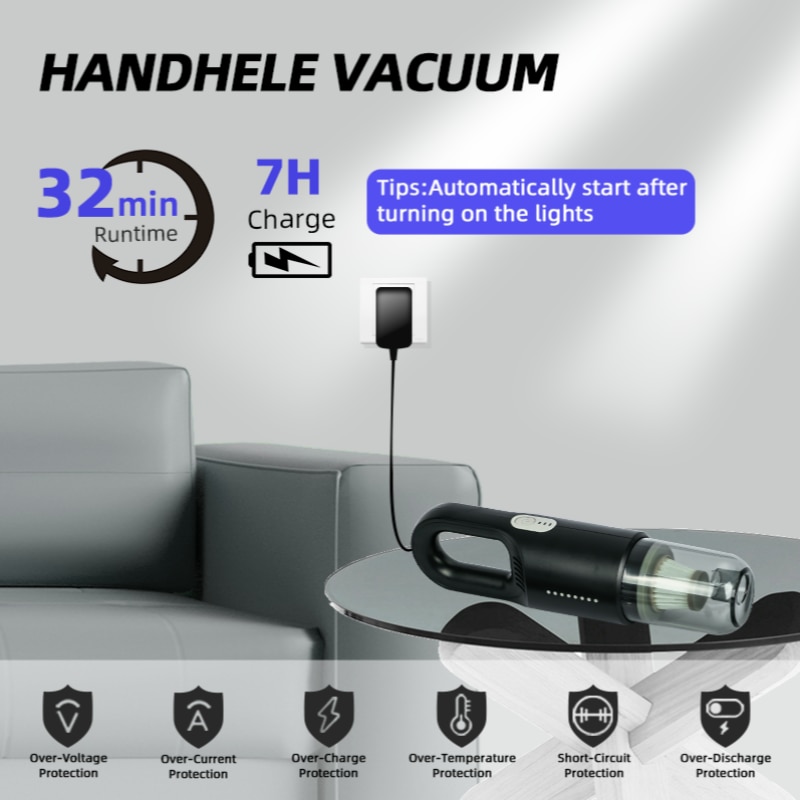 Aspirator vertical fara fir, 120W, capacitate cupa de praf 0, 4L, cu rezervor de apa, putere de aspirare 12000Pa, 6000mAh, potrivit pentru toate tipurile de lucrari de curatenie casnica, durata lunga de viata a bateriei, negru