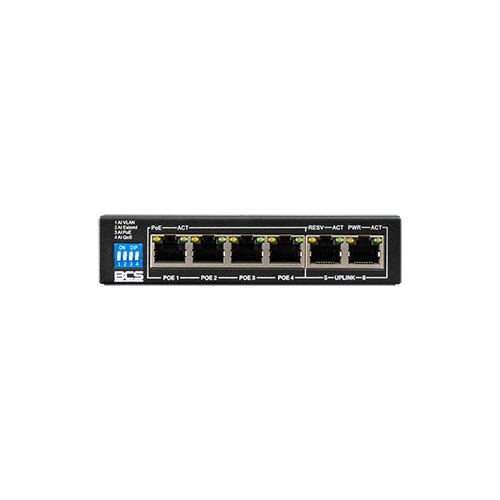 Switch BCS 6 porturi 4xPoE, 2xUplink, 100Mbps, 125x75x27mm - eMAG.ro
