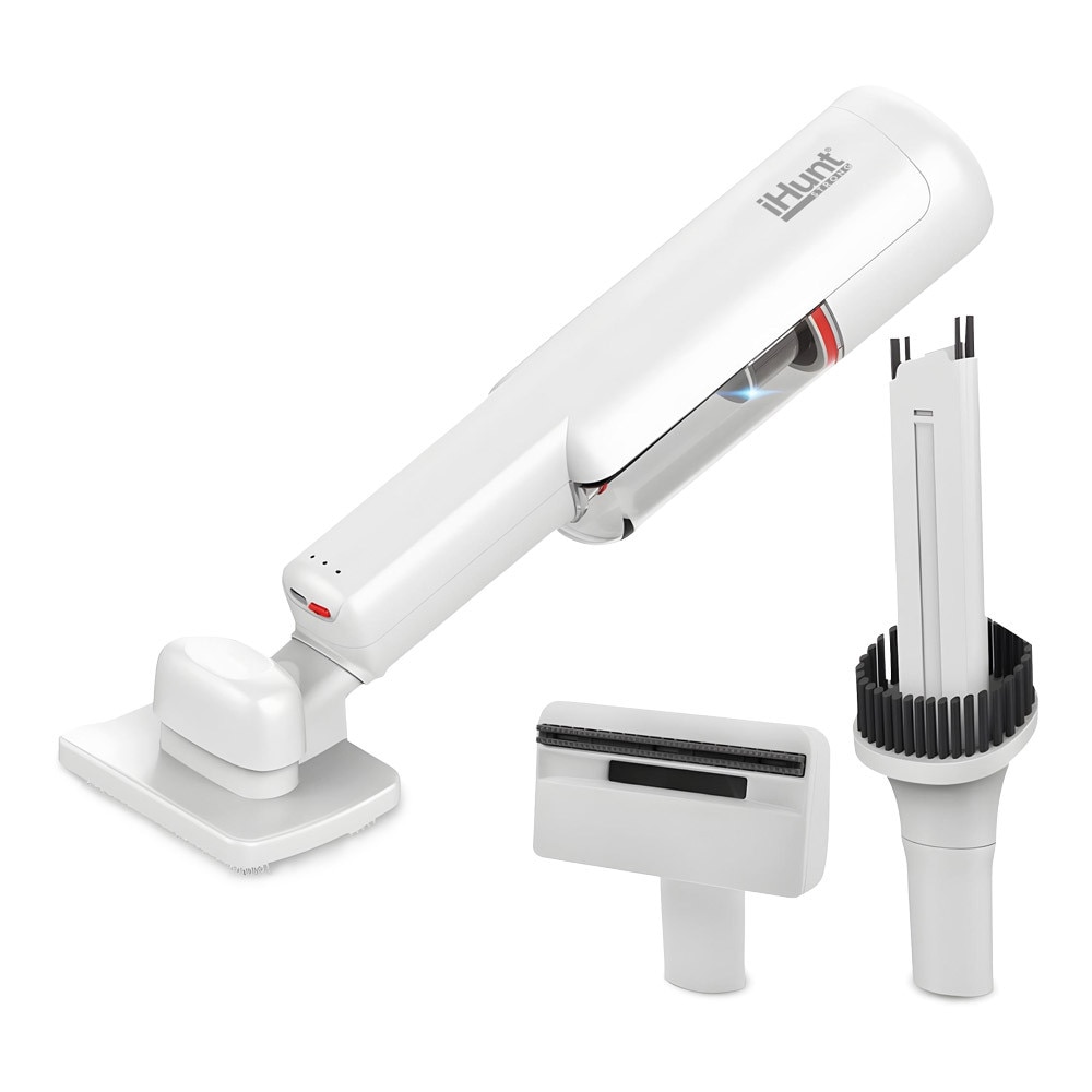 Aspirator de mana fara fir iHunt Bro Vacuum Cleaner 3-in-1, Multisuprafete, Aspiratie puternica 100W / 13kPA, Include perie curatat par animale si accesorii spatii inguste, White