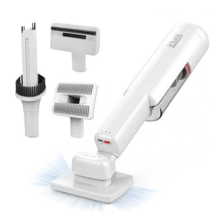 Aspirator de mana fara fir iHunt Bro Vacuum Cleaner 3-in-1, Multisuprafete, Aspiratie puternica 100W / 13kPA, Include perie curatat par animale si accesorii spatii inguste, White