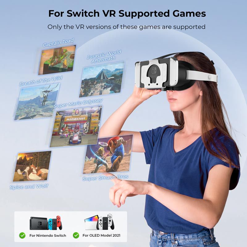 Ochelari VR Nintendo Switch, HD 3D, reglabili, moi si respirabili