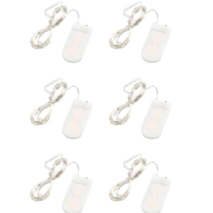 Set 6 lumini decorative cu baterii, rezistente la apa, flexibil, multicolor, 2x2cm