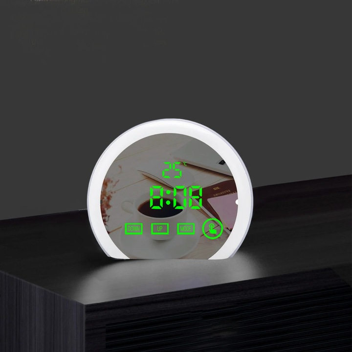 Ceas desteptator YANYXR cu lumina ambientala verde 13.4x11.2x4.5cm