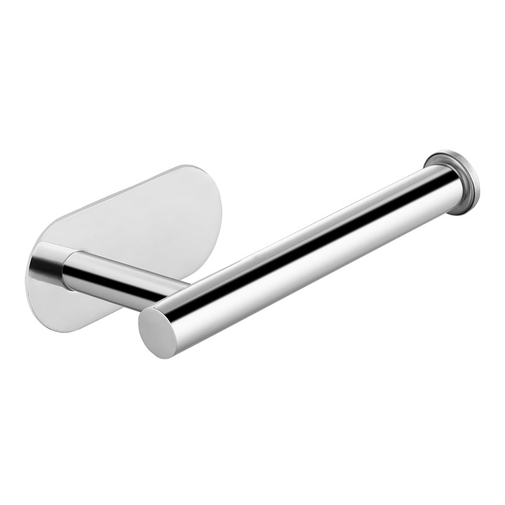 Suport hartie igienica, Bztzhm, montare pe perete, inox, lipire, 155x82x44mm, argintiu