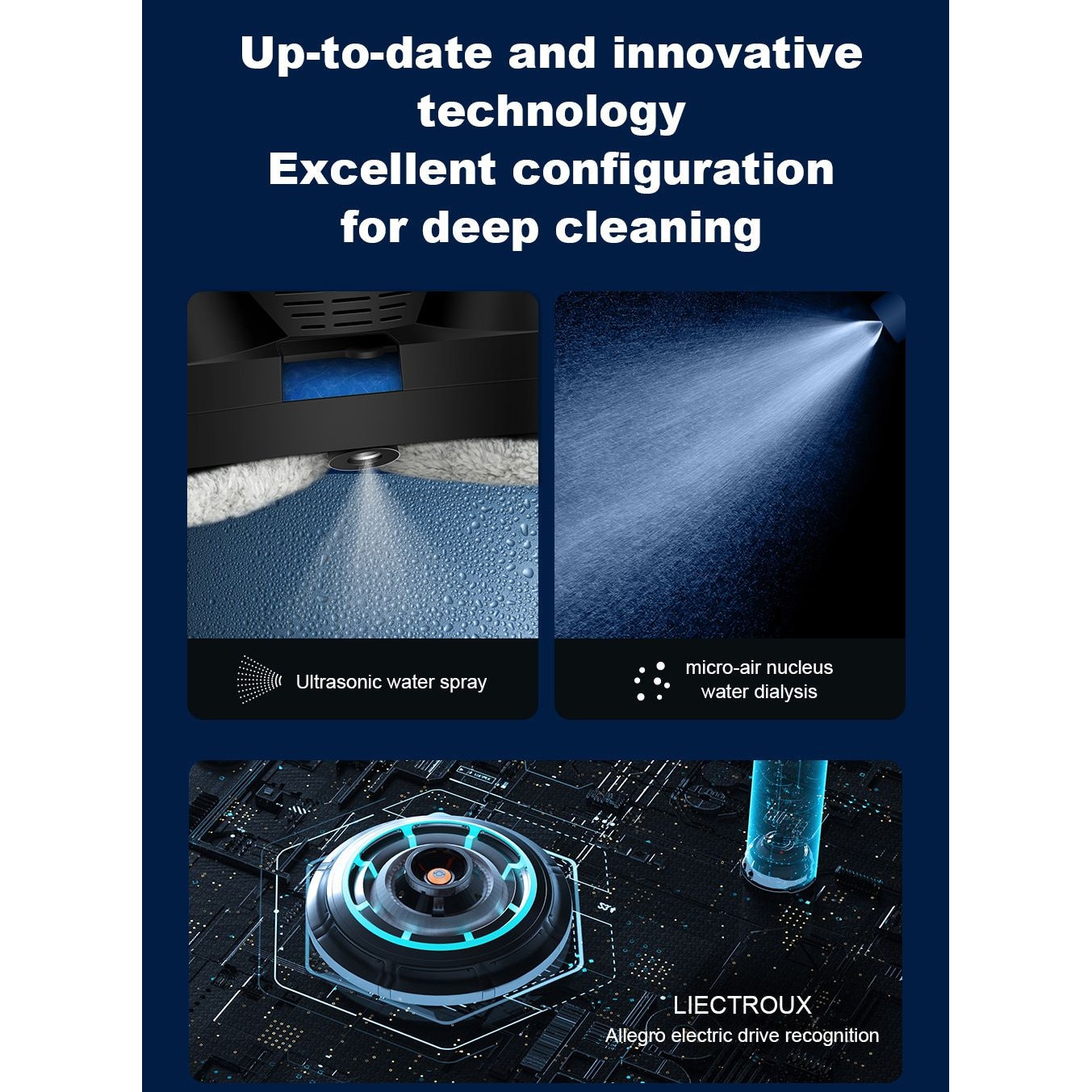 Robot de curatat geamuri Liectroux HCR-10, aspirare 2800Pa, rezervor apa 30 ml, corp ultra-subtire 6,8 cm, negru