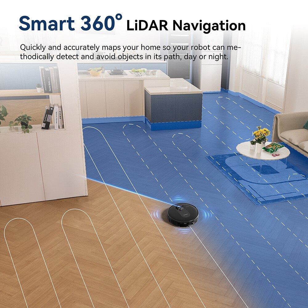 Aspirator robot Proscenic Q8, 4200 Pa, HEPA, 2-in-1, Negru, 200 min autonomie