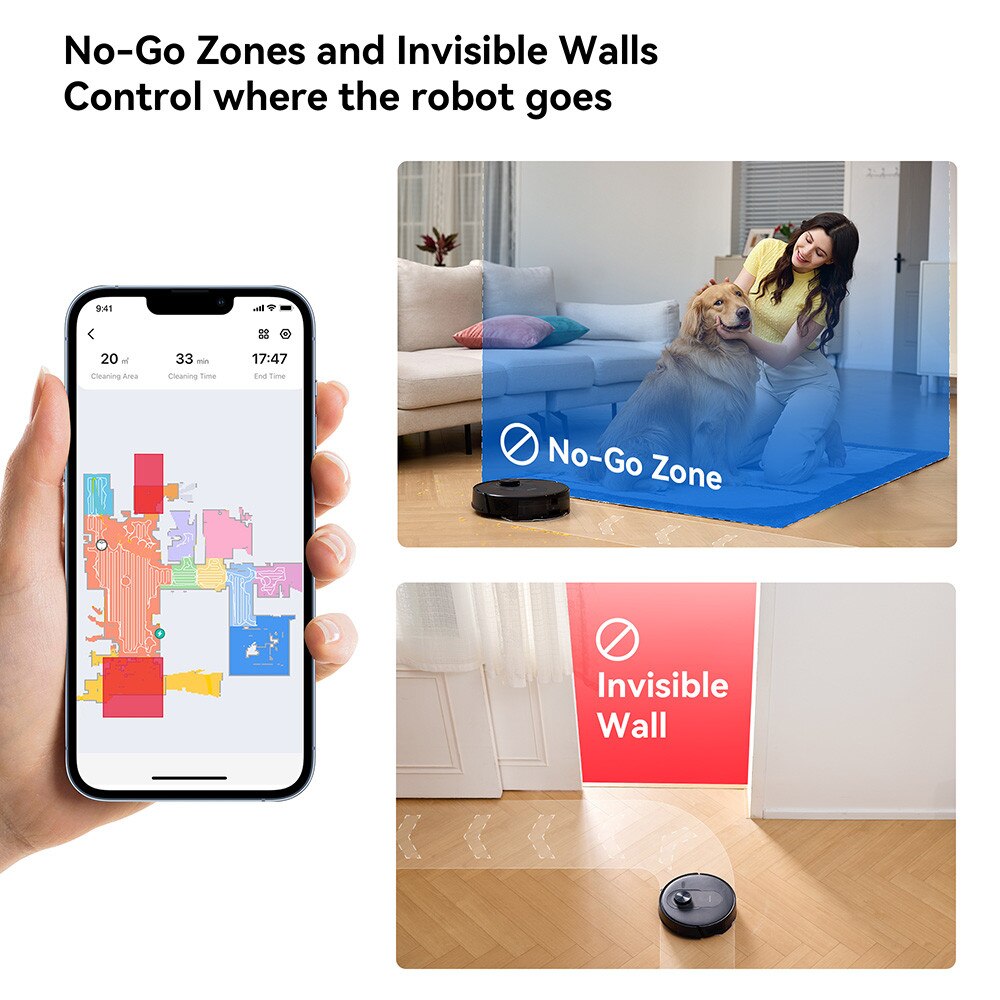 Aspirator robot Proscenic Q8, 4200 Pa, HEPA, 2-in-1, Negru, 200 min autonomie