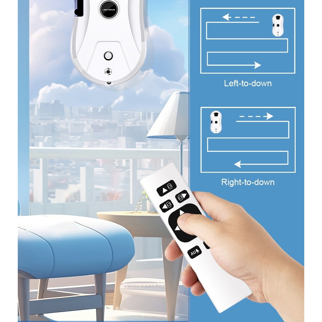 Robot curatare geamuri Liectroux YW610, aspiratie 2800Pa, rezervor 30ml, alb, 29x14.4x9.3cm