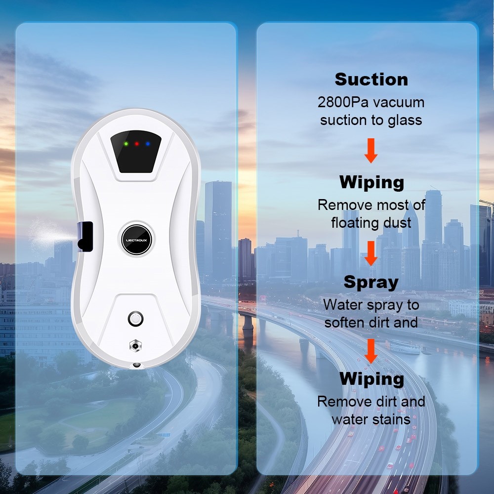 Robot curatare geamuri Liectroux YW610, aspiratie 2800Pa, rezervor 30ml, alb, 29x14.4x9.3cm