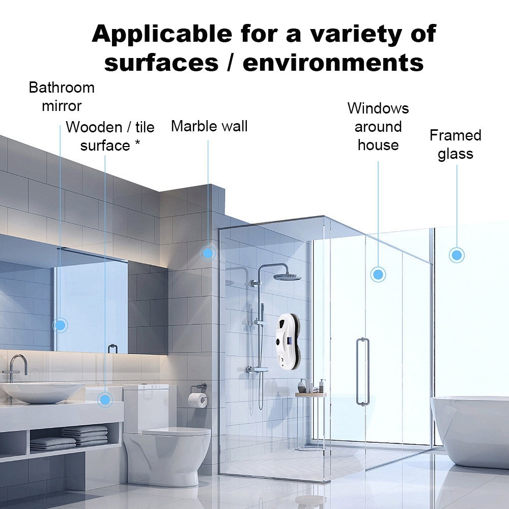 Robot curatare geamuri Liectroux YW610, aspiratie 2800Pa, rezervor 30ml, alb, 29x14.4x9.3cm
