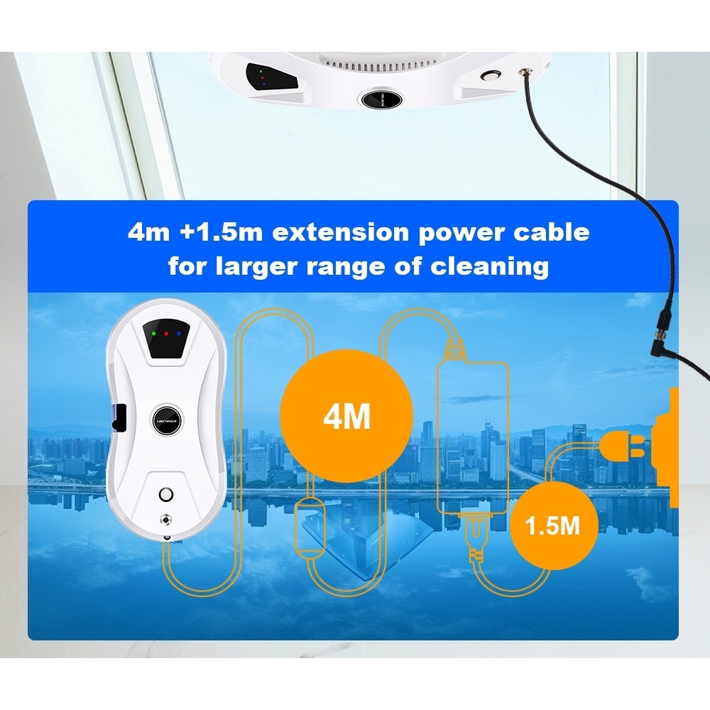 Robot curatare geamuri Liectroux YW610, aspiratie 2800Pa, rezervor 30ml, alb, 29x14.4x9.3cm