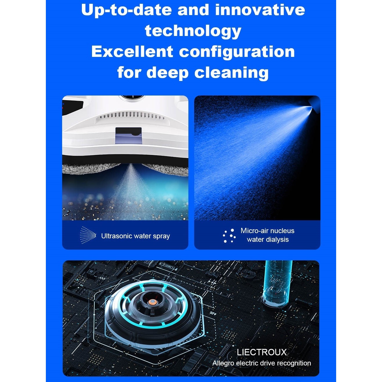 Robot curatare geamuri Liectroux YW610, aspiratie 2800Pa, rezervor 30ml, alb, 29x14.4x9.3cm