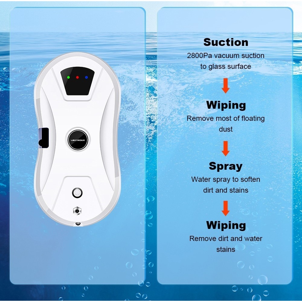 Robot curatare geamuri Liectroux YW610, aspiratie 2800Pa, rezervor 30ml, alb, 29x14.4x9.3cm