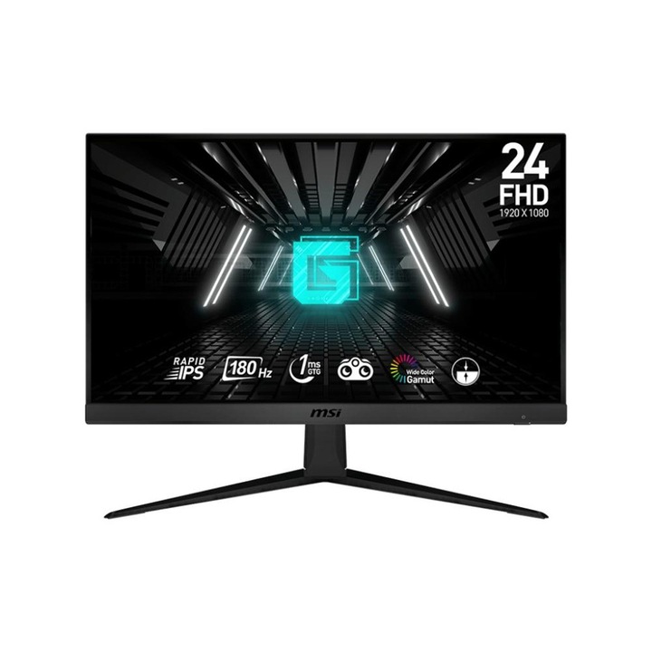 MSI monitor, G2412F, 23.8", Rapid IPS, 1ms, 180Hz, AG, FHD 1920x1080, Lapos, 16:9, Adaptive-Sync, NIGHT VISION, Villódzásmentes