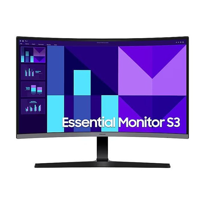 Samsung monitor, 27D392, 27", Ívelt VA, 1920x1080, 4ms, 100Hz, D-Sub, HDMI, Fekete