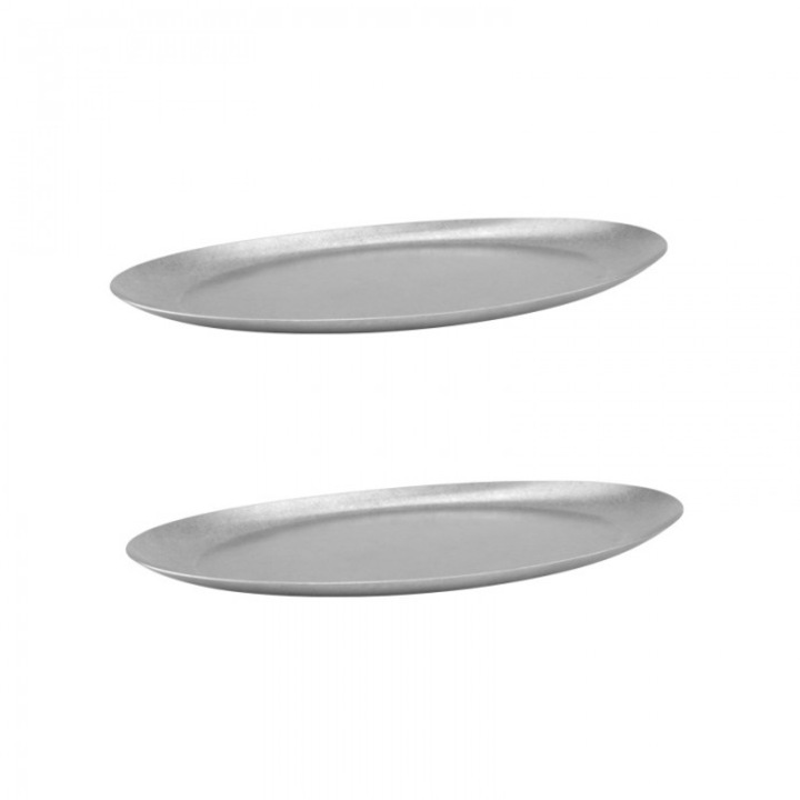 Set 2 farfurii ovala Culinaro Vintage Silver 22x12cm, inox