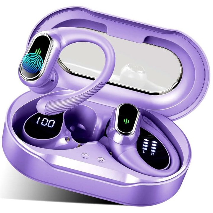 Rolosar Sport Bluetooth fejhallgató, 4 mikrofonnal, mély basszus, többszínű, fülre helyezhető