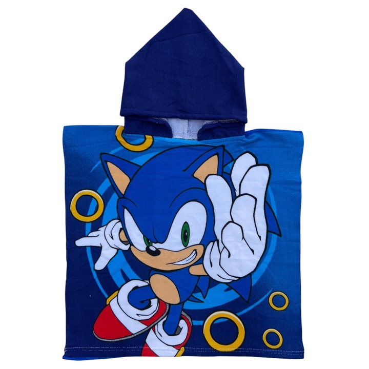 Детска кърпа за баня, тип пончо, многоцветна, 50x100 см, So fun, Sonic